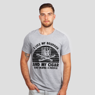 bourbon and cigar gray shirt